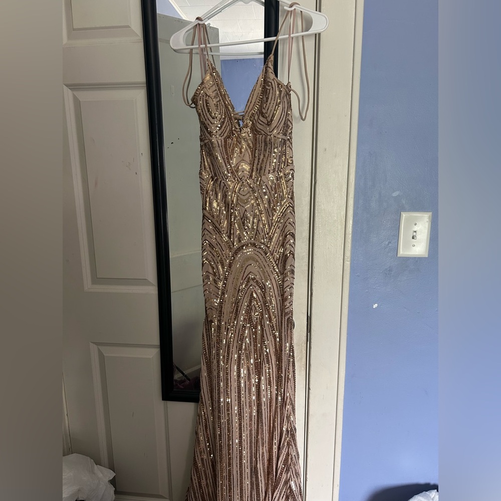 Windsor Gold Sequin Prom Dress